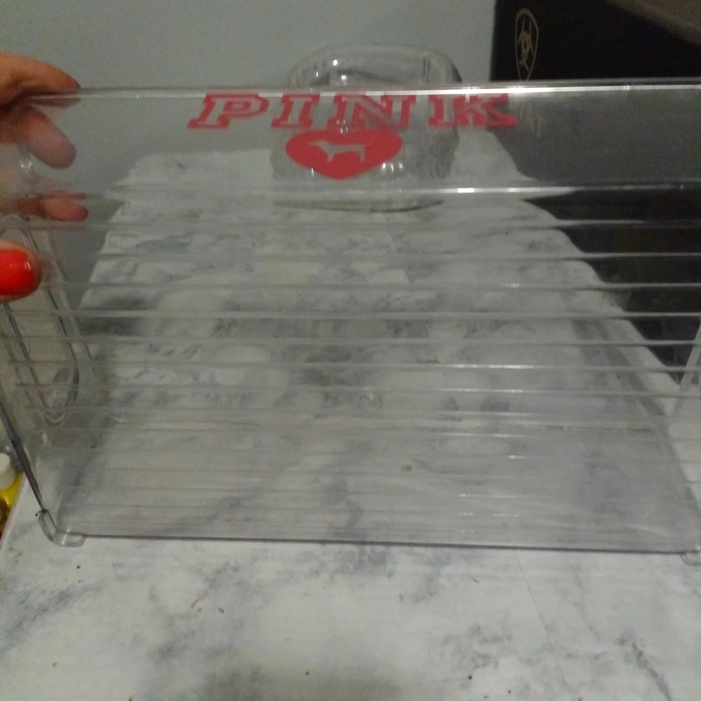 Clear Acrylic Tray with Pink PINK Logo
